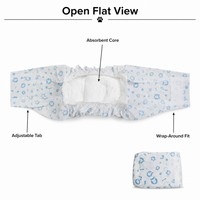 OEM Couches jetables imprimées pour chiens mâles, type bandage ventral, douces, respirantes, en film PE et non-tissé, anti-fuites, ajustables pour le voyage