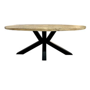 Mesa de Comedor Moderna de Madera Sólida Industrial con Estructura Metálica, Mesa de Cocina Resistente de Madera, Muebles Duraderos para el Comedor del Hogar - Product Image 1