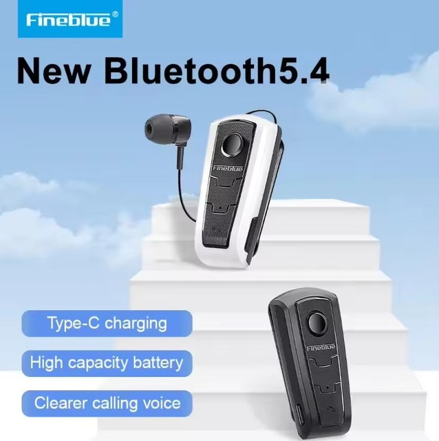 Fineblue F910 Clip-on Business Headset, Vibration Alert Retractable Earphone Handsfree , HD Call Wireless Earpiece for Driving