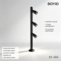Boyid – Nouvelle lampe LED moderne noire en aluminium à trois têtes réglables pour éclairage de vitrine à bijoux, petits spots