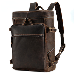 Large Capacity Leather 15.6 Inch <b>Computer</b> Backpack Genuine Leather Travel Shoulder <b>Bag</b> Men Crazy Horse Leather Retro Backpacks - Product Image 4
