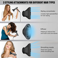 Sèche-cheveux de voyage portable 1650W-1850W Moteur CC Ions négatifs Buse concentrateur Option de logo personnalisé pour une utilisation en extérieur et à l'hôtel
