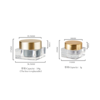 Pot carré à double paroi pour crème 5g 8g, emballage vide pour gel de construction, pot portable pour vernis à ongles avec capuchon doré pour usage cosmétique