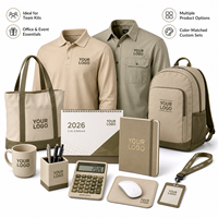 Ensemble d'accueil exécutif avec gilet polo, sac à dos, casquette, parapluie, tasse et carnet de notes pour invités VIP et événements de direction