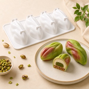 4-Cavity Pistachio Silicone Mousse <b>Mold</b> For Cake Baking DIY Dessert Pudding <b>Mold</b> Irregular Shape <b>Hand</b> Wash Only - Product Image 2