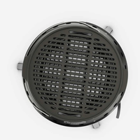 Brasero rond en fer robuste sans fumée avec grille de barbecue et pieds pliables pour camping en extérieur