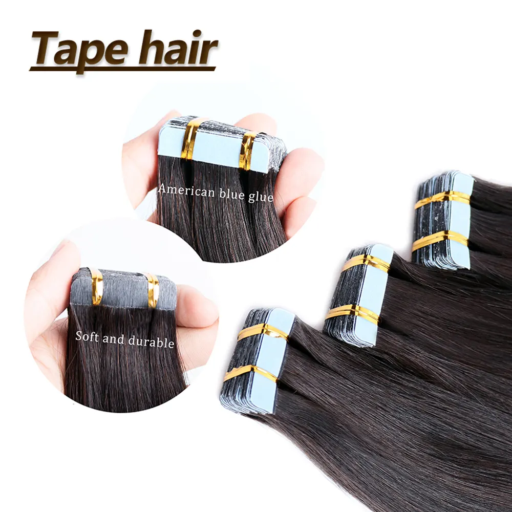 Hot Sale 12A Brazilian Human Hair Double Drawn Tape In Extensions Raw Virgin 100% Natural Tape In Hair Extensions
