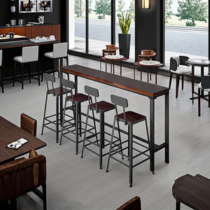 <span class=keywords><strong>Mesa</strong></span> de Bar de madera maciza de hierro forjado simple moderna <span class=keywords><strong>con</strong></span> combinación de <span class=keywords><strong>mesa</strong></span> y silla alta larga y <span class=keywords><strong>estrecha</strong></span> para uso doméstico o en la <span class=keywords><strong>cocina</strong></span> - Product Image 6