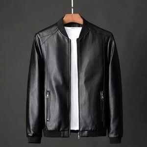 Fashion Trend Personalized Leather Spring Thin Casual Standing Collar Men's Motorcycle Bomber <b>Jacket</b> - Product Image 6