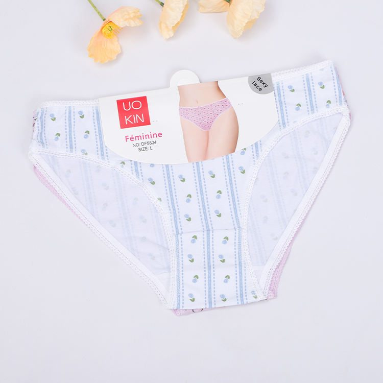 UOKIN Ladies Panties Underwear in Bulk Wholesale Womens Print Flowers Cotton Woman Underwear Wholesale High Quality Combed