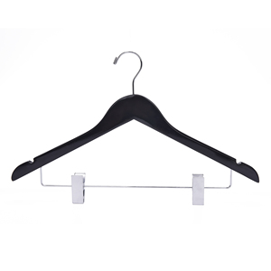 Clothes <strong>Hanger</strong> Supplier High Quality Space-saving Cherry Wooden <strong>Hanger</strong> with Non Slip End <strong>Clip</strong> - Product Image 1