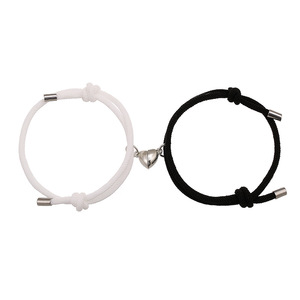 QUSEDINY Simple plateado cuerda de Metal joyería de moda mejor amigo amistad pareja larga distancia amor corazón magnético - Product Image 2