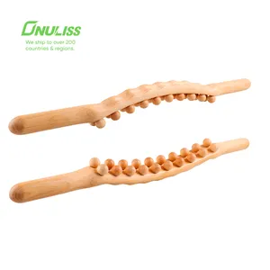 20 Beads Wood Massage Roller Stick Scraping Wooden Gua Sha Massage Tools for for Back Belly Shoulder SPA Massager