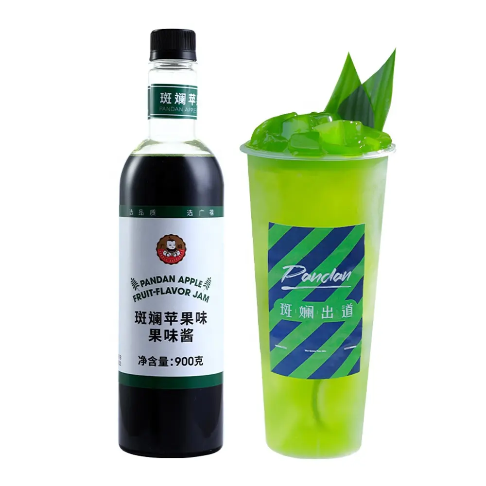 Ekstrak Daun Pandan Selai Rasa Buah Apel, Sirup Pandan untuk Minuman Bubble Tea atau Rasa