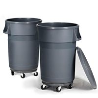 Conteneur de recyclage ventilé commercial 21/32/44 gallons gris, poubelle robuste pour bureaux, entrepôts, chantiers de construction
