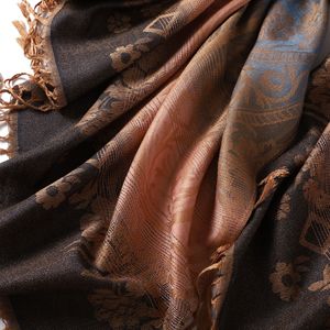 Écharpe longue pour femme à motif floral, châle réversible à franges, usage quotidien automne - Product Image 4