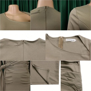 أحدث تصميم لفساتين أفريقية ذات لون واحد بتصميم ضيق ومجعد للسيدات، فساتين مكتبية للنساء، فساتين ملتفة حول الورك للعمل - Product Image 6