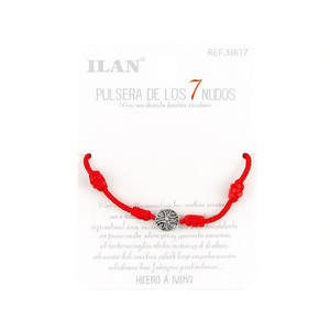 Braccialetto Ilan con 7 Nodi, Corda Rossa e Charm in Argento, Fatto a Mano - Product Image 2