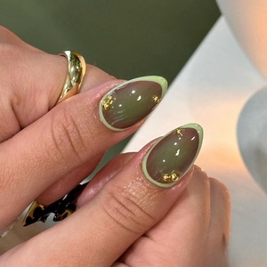 เล็บอะคริลิคแบบทำมือกดบนเล็บศิลปะการทำเล็บอัลมอนด์ทำด้วยมือ - Product Image 5