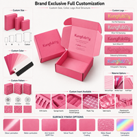 Boîtes d'expédition en carton ondulé rose au design attrayant et personnalisé, boîte de livraison par abonnement mensuel