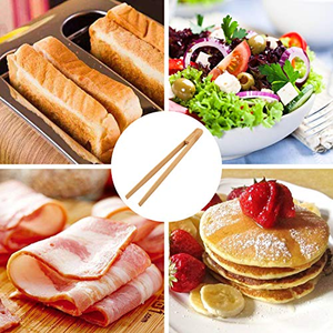 Pinces de cuisine en bambou avec poignée en bois, outil pour griller, servir et cuisiner, accessoires de barbecue - Product Image 3
