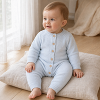 Combinaison pour bébé Pinuotu, hiver, tricot personnalisé, pull en ivoire, bouton, barboteuse unie pour garçons et filles, vêtements pour nouveau-nés
