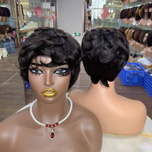 วิกผมสั้นทรงพิกซี่คัทสีดำธรรมชาติ 12 สีพร้อมส่ง วิกผมสั้นทรงพิกซี่คัทสำหรับผู้หญิง ผลิตด้วยเครื่องจักร - Product Image 2