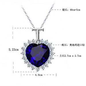 Collar con Colgante Romántico de <span class=keywords><strong>Diamante</strong></span> Corazón del Océano, Estilo Clásico de Moda, Regalo de Navidad 2020 para Mujer - Product Image 1