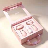Boîte à outils de beauté GOTOP avec fenêtre transparente et couvercle rabattable, finition mate et poignée en ruban satiné pour les soins de la peau