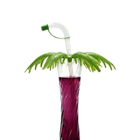 Gobelet réutilisable écologique en PET de 500 ml en forme de cocotier avec paille spirale et couvercle pour le camping et la randonnée en extérieur