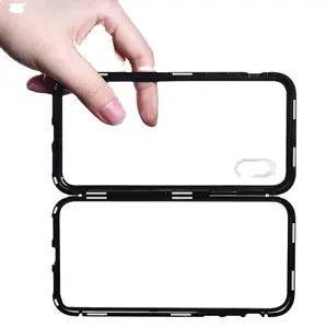 Double <span class=keywords><strong>Side</strong></span> HD 360 bảo vệ hấp phụ kim loại khung Glass Magnetic trường hợp điện thoại cho iPhone 16 Pro Max Cover quay lại 17 Pro Max trường hợp - Product Image 2