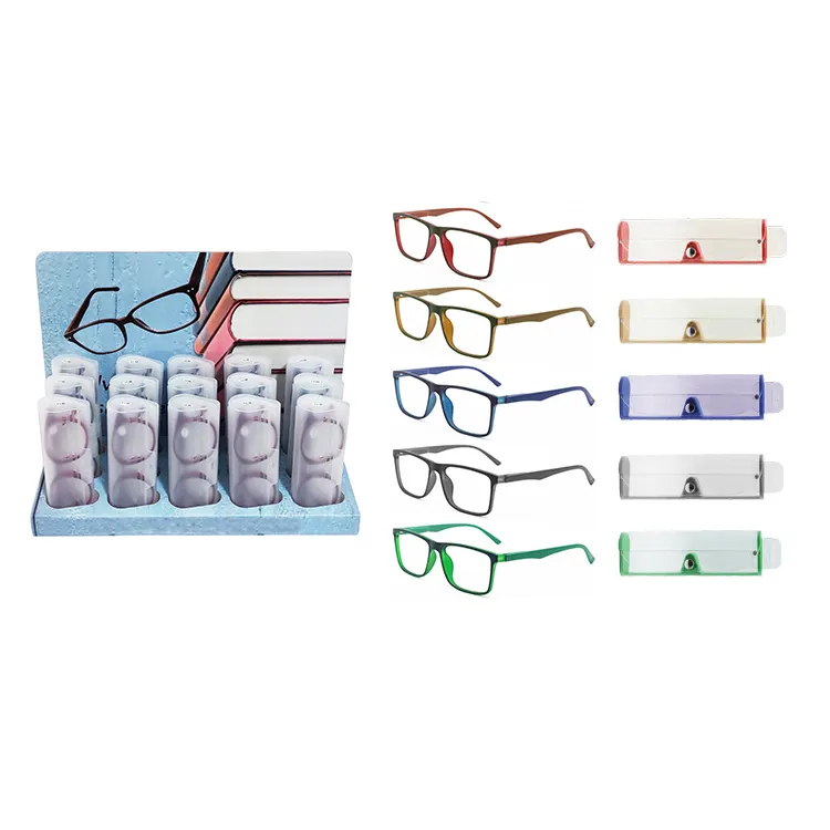 Hete Verkoop Optiek Plastic Vierkante Leesbril Mannen Klassiek Design Brillen Pc Materiaal Plastic Veer Scharnier Leesbril