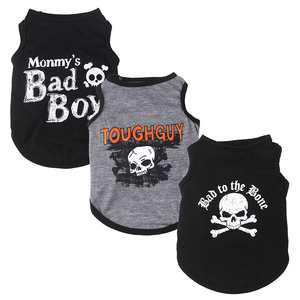 Gilet pour animaux de compagnie confortable et écologique à imprimé crâne punk pour petits chiens et chats, débardeur léger sans manches respirant pour l'été - Product Image 1