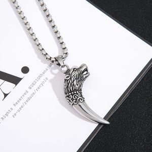 Yunnique – pendentif en forme de dents de loup en acier titane pour hommes, collier Hip Hop, Style Street, bijoux géométriques en forme d'animal - Product Image 3