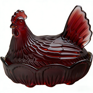 <span class=keywords><strong>Zuccheriera</strong></span> in Vetro a Forma di Gallina FLVC con Coperchio, Contenitore Decorativo <span class=keywords><strong>Vintage</strong></span> per Cucina e Tavola - Product Image 2