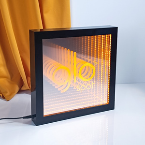 Boîte à lumière LED 3D à effet miroir infini, présentoir de comptoir en acrylique lumineux avec logo personnalisé pour bar, <span class=keywords><strong>club</strong></span>, magasin de détail, publicité - Product Image 3