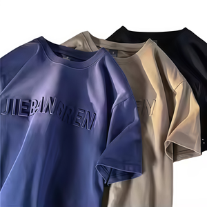 Embossed <b>Tshirts</b> Men's Short-Sleeved T-Shirt 100% Cotton Eco-Friendly Breathable Street Style Heat-<b>Transfer</b> Printed Customizable - Product Image 3