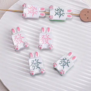 Pink Fortune Rabbit Mahjong Cartoon Straight Hole Acrylic Two-<b>Color</b> Modern JC Brand DIY Mobile Phone Chain Bag Ballpoint <b>Pen</b> - Product Image 1