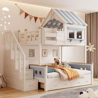 Nueva llegada: Cama litera tipo loft con estructura de madera para niños, con tobogán y escalera, compatible con OEM.