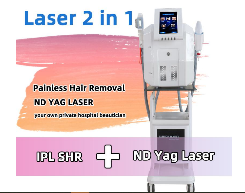 2 en 1 Nd Yag Laser/máquina de eliminación de tatuajes portátil Ipl Hair Removal Laser