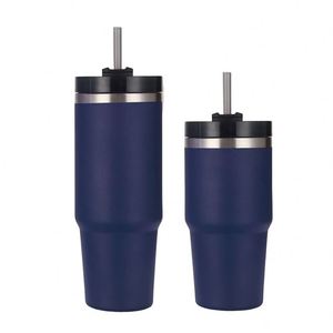 Gobelet de voyage pour voiture 20oz 30oz en acier inoxydable à double paroi isolé avec couvercle, paille et base antidérapante, chaud et froid - Product Image 4