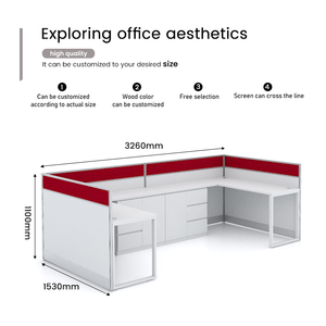 Escritorio Ceo de oficina personalizado, diseño de personal, mesa de trabajo, muebles, particiones, cubículo de oficina, mesa auxiliar de estudio, Partición de estación de trabajo - Product Image 3