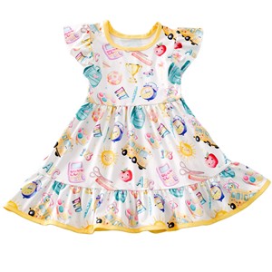 Vestido <span class=keywords><strong>de</strong></span> niña personalizado, suave y elástico, corte en A, largo hasta la rodilla, mezcla <span class=keywords><strong>de</strong></span> poliéster y spandex, para uso diario en jardín <span class=keywords><strong>de</strong></span> infantes, primavera y otoño, venta al por mayor - Product Image 1