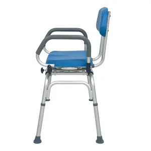 Bliss Medical Height Adjustable Aluminum Tub Transfer Bench Bath Chair Rotating Sliding Shower Chair With Swivel Seat