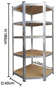 Étagères en métal robustes avec support de rangement en MDF Étagère d'angle de 90cm Étagère de <span class=keywords><strong>garage</strong></span> en fer Étagère d'angle multiple Matériau en acier - Product Image 4