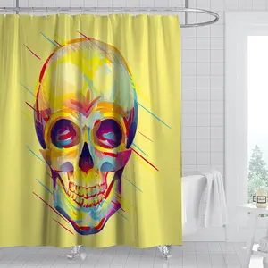 Cortina de chuveiro de desenho animado, cortina de banheiro personalizada, impermeável, tecido de poliéster