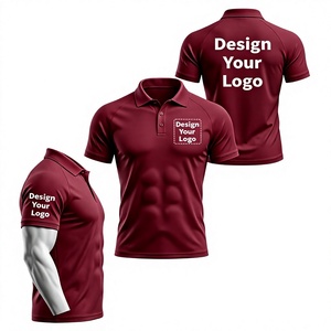 Custom Men's Short Sleeve Polo Shirt Maroon Breathable Anti-Wrinkle Oeko-<b>Tex</b> Certified Polyester Work Fashion Uniform Logo - Product Image 1