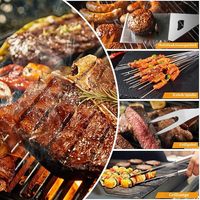 Ensemble de 10 outils de barbecue professionnels en acier inoxydable avec sac de rangement, kit d'accessoires de barbecue portable, cuisine en plein air gastronomique
