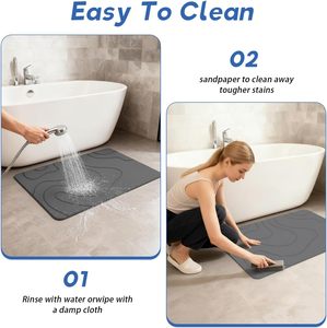 Tapis de bain en pierre de diatomite, séchage rapide, super absorbant, tapis en terre de diatomée, antidérapant et naturel pour le sol de la salle de bain, facile à nettoyer - Product Image 5