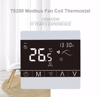 Thermostat numérique programmable hebdomadaire Telin T8200 pour unité de ventilation à bobine de chauffage/refroidissement (HVAC) RS485 Modbus RTU, en matériau ABS